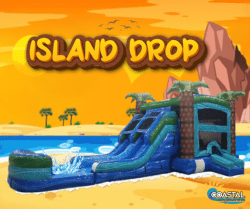 Island Drop Bounce House and Dual Lane Slide Island Drop Bounce House and Dual Lane Slide